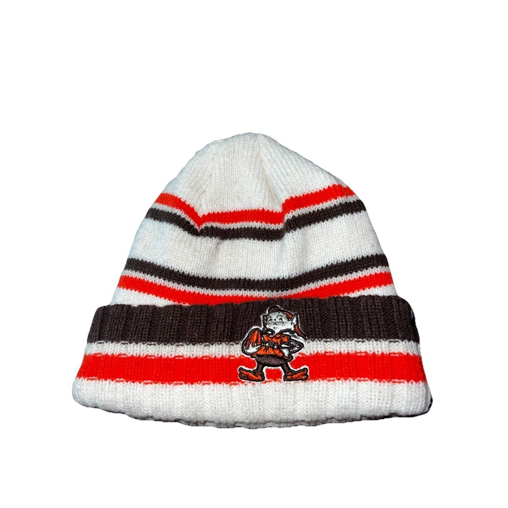 Cleveland Browns Youth 47 Brand Brownie Elf Striped Cuffed Knit Beanie Hat